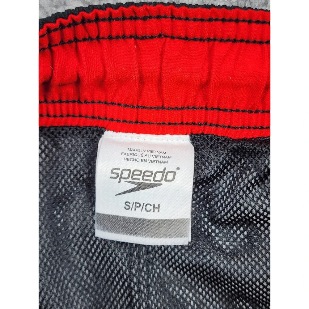 Speedo Mens Grey White Ombre Swim Trunks Board Shorts Small Side Pocket